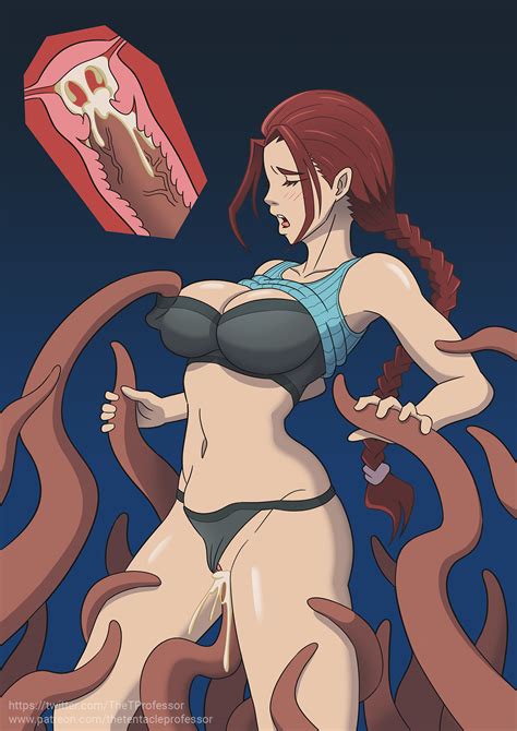 the tentacle professor lara croft highres self upload breasts clothed sex clothes lift