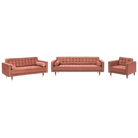Somerset Velvet Mid Century Modern Sofa Set Sadlers Home Furnishings