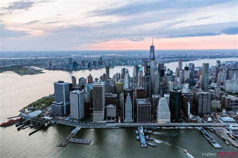 Matteo Colombo Travel Photography Aerial Of Lower Manhattan At Sunset