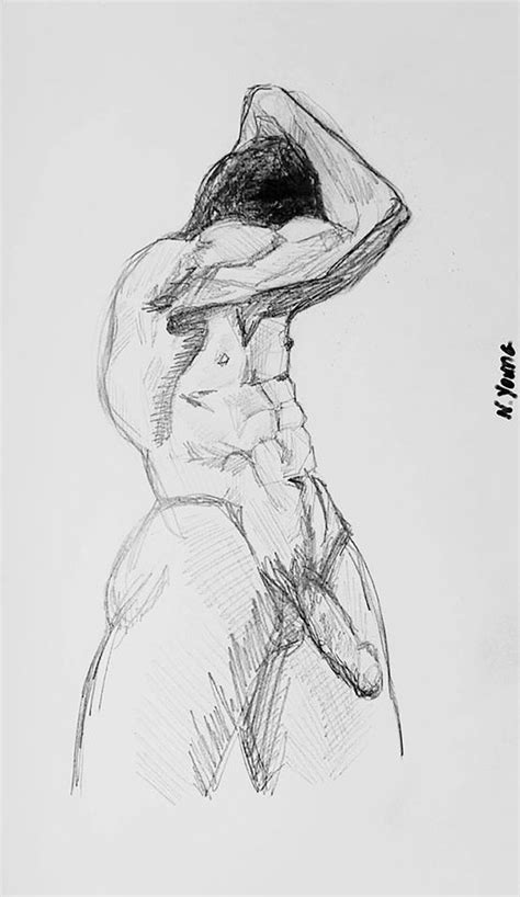 Dibujo A L Piz Desnudo Masculino Etsy