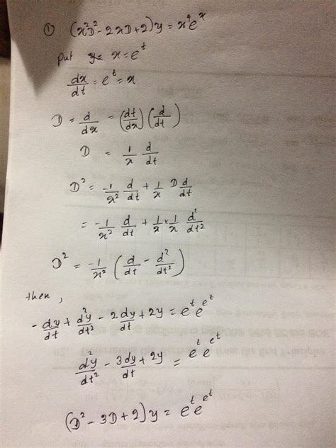 [math] how to solve the ordinary differential equation x 2 y” 2 x y 2y x 4 mathrm{e} x