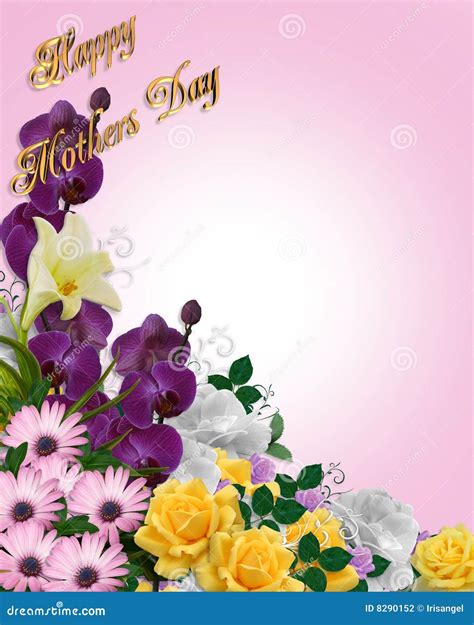 Mothers Day Floral Border Card Stock Photography Image