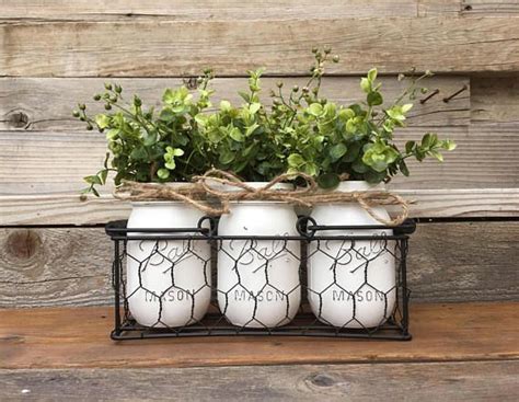 Chicken Wire Tray With Jars Farmhouse Table Decor Rustic Etsy