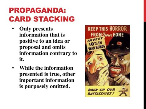 Jul 09, 2019 · what is an example of card stacking propaganda? PPT - Propaganda PowerPoint Presentation, free download - ID:2591505
