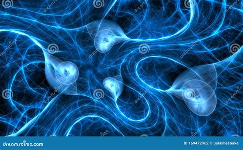 Blue Glowing Quantum Correlation Abstract Background Stock Illustration
