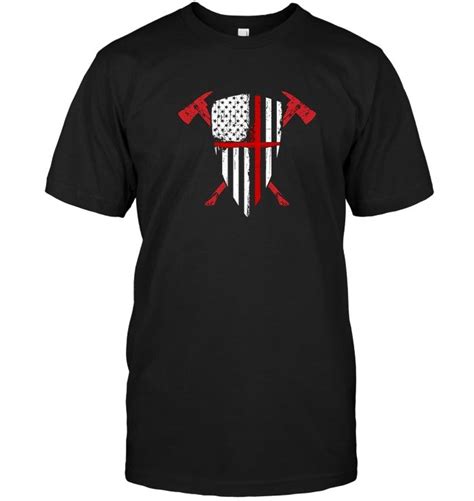 Red Line Crusader Usa Flag Shield Crossed Fireman Axes Shirt Shirts Hoodie Print Hoodie Shirt