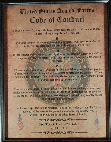 Better Us Military Code Of Conduct Army Navy Air Force Marines Etsy