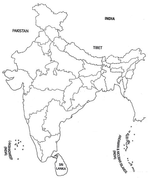 Blank Political Map Of India Outlines Printable Graphics