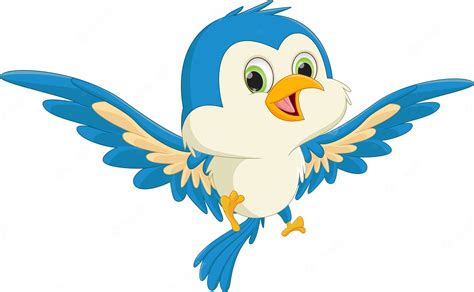 Premium Vector Happy Blue Bird Cartoon Flying