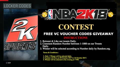 Codes release at various locations on social media, and they only last for a limited time. NBA 2k18 Locker Code (@nba2k18vccodes) | Twitter