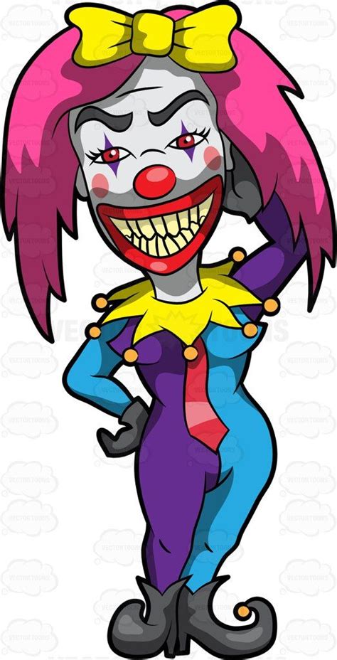 A Scary Female Clown Female Clown Cartoon Chilling
