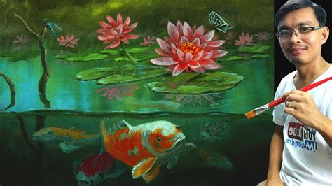 Pond megastore is honored to offer a wide selection of select koi and goldfish to new pond owners who do not have a source to choose from locally. Acrylic Painting Tutorial | Koi Fishes with Lotus Flowers ...