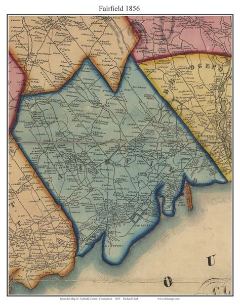 Fairfield Connecticut 1856 Fairfield Co Old Map Custom