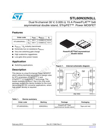 STMicroelectronics STL60N32N3LL Datasheet Manualzz