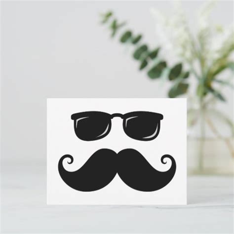 Funny Mustache And Sunglasses Face Postcard Zazzle