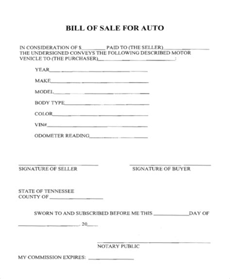 Free 9 Sample Bill Of Sale Auto Forms In Pdf Ms Word