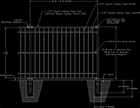 Perimeter Fence Section And Structure Cad Drawing Details Dwg File Images