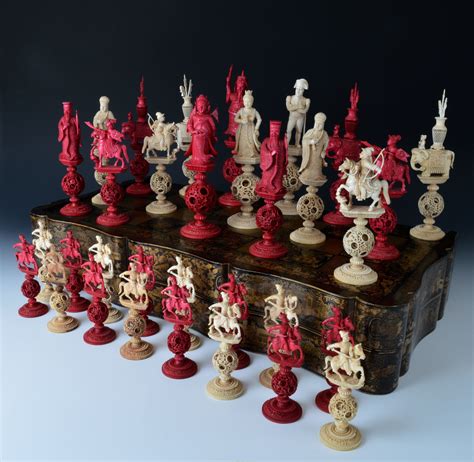 A Very Fine And Rare Early 19th Century Chinese Ivory Napoleon Chess