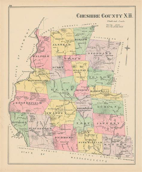 Richmond New Hampshire 1892 Map Replica Or Genuine Original