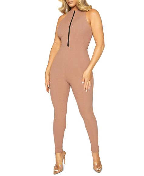 Naked Wardrobe Womens Zipped Up Baby Snatched Jumpsuit Light Brown S Walmart