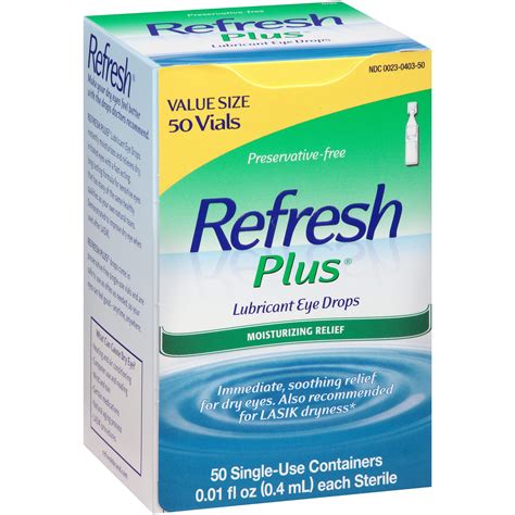 Refresh Plus Lubricant Eye Drops 50 001 Fl Oz Tubes