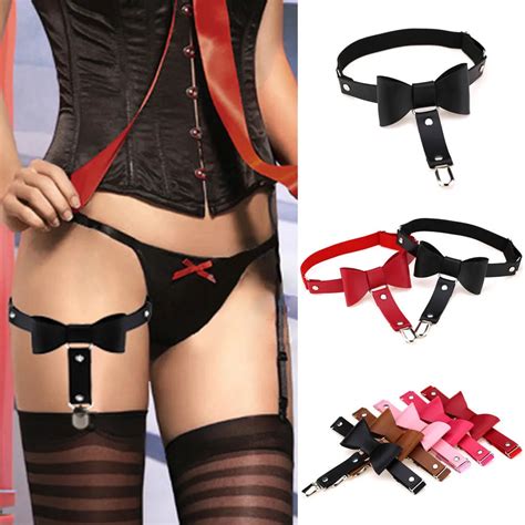 European And American Punk Sexy Bow Pu Leather Garter Belt Hip Hop Nightclub Leg Ring Suspender