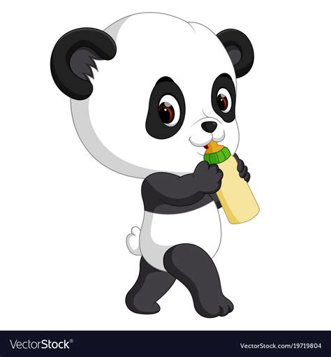 Cute Bapanda Holding Bottle Royalty Free Vector Image