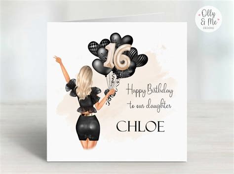 personalised 16th birthday card to daughter girls sixteenth etsy uk