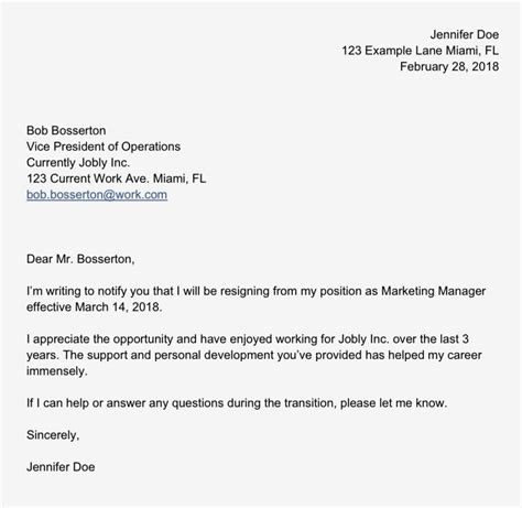 How To Write A Simple Resignation Letter Template