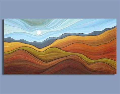 Abstract Painting Abstract Landscape Prairie Painting Harvest 18x36