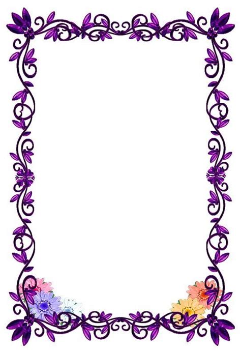 Floral And Purple Paper Writing Paper Frame Border Design Borders