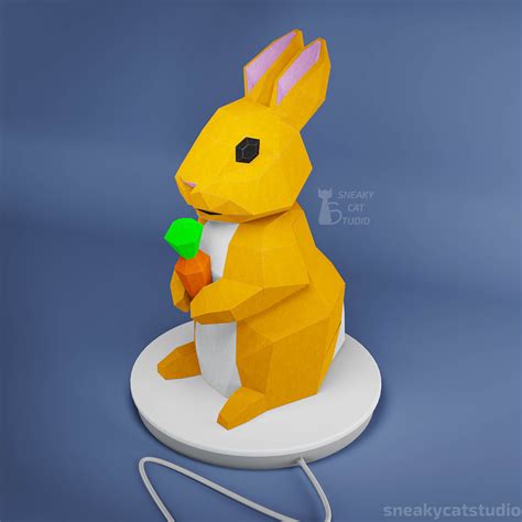 Easter Rabbit Paper Model Digital Papercraft Template Inspire Uplift