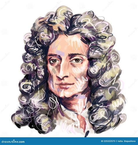 Isaac Newton Portrait Sketch Drawing Cartoon Vector