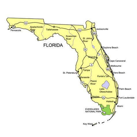 Florida Us State Powerpoint Map Highways Waterways
