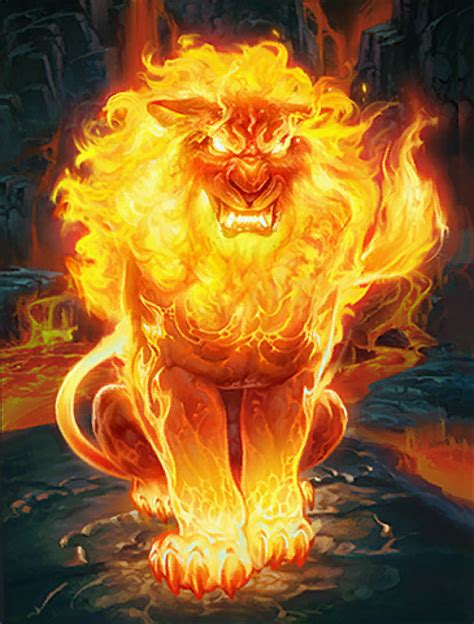 Druid Of The Flame Firecat Form By Ben Zhang Fantasy Creatures Lion