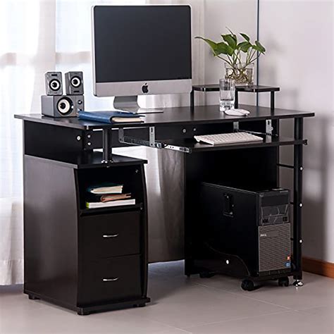 kepooman multi function computer desks office desk table with keyboard tray and drawers for