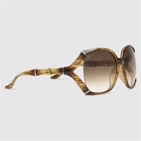 Square Sunglasses With Bamboo Effect Gucci Womens Oversized