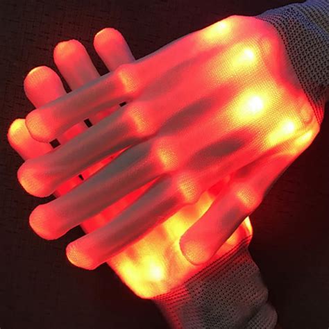 Halloween Led Flashing Finger Light Up Colorful Lighting Gloves Rave