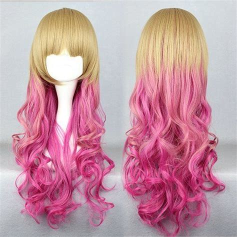 Blonde Pink Dip Dye Wig From BabyDollWigs Blonde With Pink Pink Hair Wigs