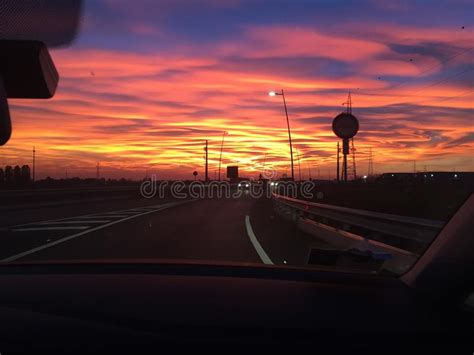 Driving Into The Sunset Stock Photo Image Of Motorway 5050744