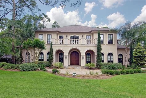 Mediterranean Home Houston Texas Exterior Color With Gray Roof Dark