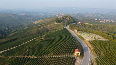 Grinzane Cavour Castle And Vineyard In Langhe Piedmont Italy Aerial