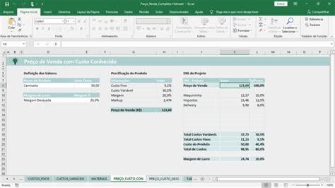 Planilha para calcular preço de venda de um produto Excel Genial