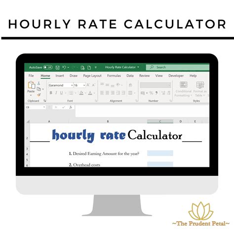 Hourly Rate Calculator Excel Spreadsheet Etsy