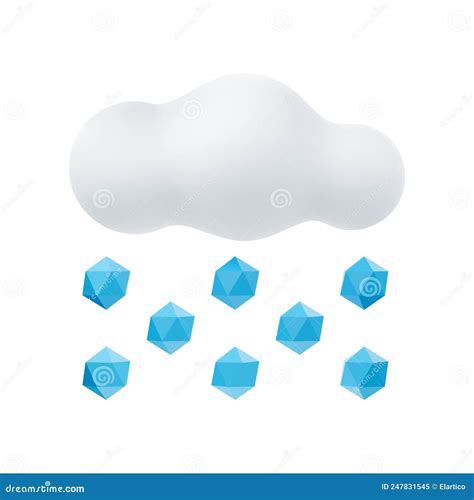 3d Cartoon Weather Icon Of Hail Sign Of Cloud And Hailstones Isolated