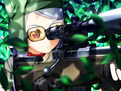 wallpaper anime girls soldier sniper rifle machine snipers sekisaba screenshot mecha