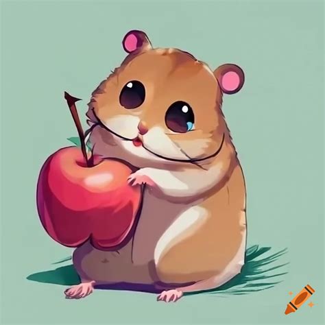 Cute Anime Hamster With An Apple On Craiyon