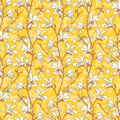 Premium Vector Yellow Floral Seamless Pattern With Branch And White