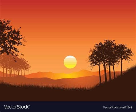 Sunset Landscape Royalty Free Vector Image Vectorstock