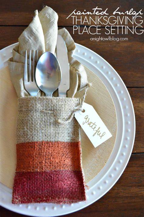 Painted Burlap Thanksgiving Place Settings A Night Owl Blog